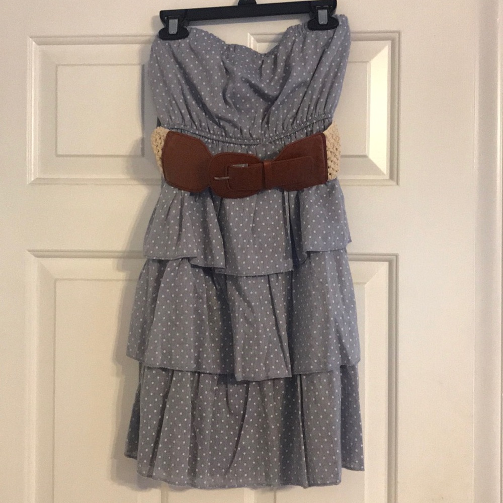Strapless belted sun dress